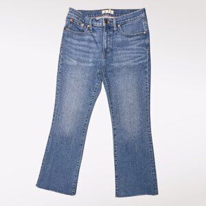 Madewell Mid Rise Crop Kick Out Jeans Raw Hem Denim Size 28